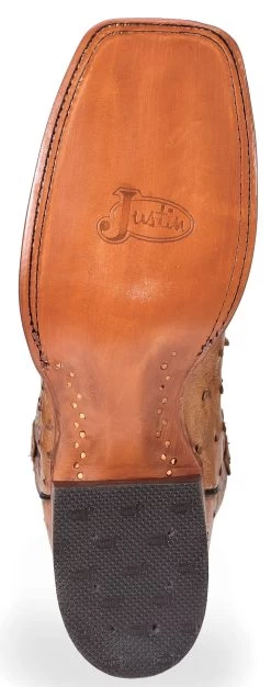Justin Men's Waxy Full Quill Ostrich Western Boots - Broad Square Toe -Justin Sale Shop 066A49 38 BM