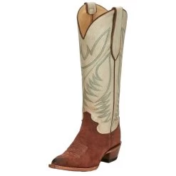 Justin Boots Women's Brown Clara Vintage 15in. Dusty White Top Boot