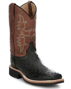 Justin Men's Drover Exotic Full Quill Ostrich Western Boots - Broad Square Toe -Justin Sale Shop 2000385393 001 P1