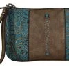 Justin Turquoise Floral Tooled Pouch
