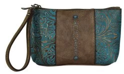 Justin Turquoise Floral Tooled Pouch