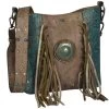 Justin Turquoise Floral Tooled Fringe Crossbody Bag -Justin Sale Shop 2227830 01 91122.1673466507