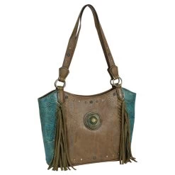 Justin Ash Brown & Turquoise With Fringe Tote