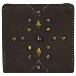 Justin Womens Espresso With Studs Bi-Fold Wallet