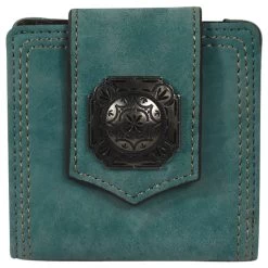 Justin Womens Turquoise With Concho Bi-Fold Wallet