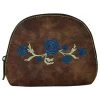 Justin Arched Blue And Cream Embroidered Flowers Cosmetic Pouch -Justin Sale Shop 2312420 01 27019.1673466495