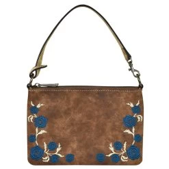 Justin Brown With Embroidered Flowers Mini Shoulder Bag