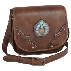 Justin Turquoise Naja Concho Brown Saddle Bag - 2159531