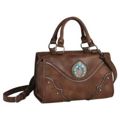 Justin Turquoise Naja Concho Brown Conceal Carry Satchel - 2159716