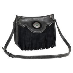 Justin Graphite With Black Fringe Shoulder Bag - 2197599