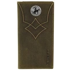 Justin Dark Brown With Stitch Yoke Junior Rodeo Wallet