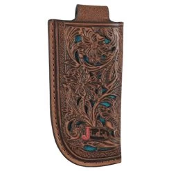 Justin Mens Knife Sheath Tooling With Turquoise Underlay