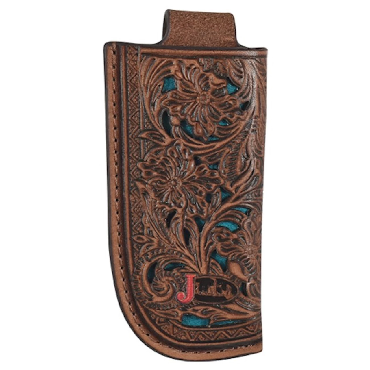 Justin Mens Knife Sheath Tooling With Turquoise Underlay 3 Justin Mens Knife Sheath Tooling With Turquoise Underlay
