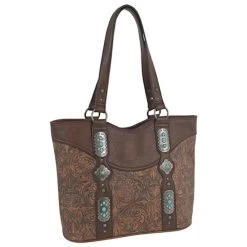 Justin Women's Tooled Pattern W/Custom Conchos Women's Tote