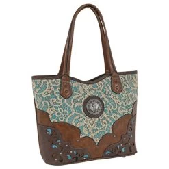 Justin Women's Handbag Lace With Turquoise Underlay