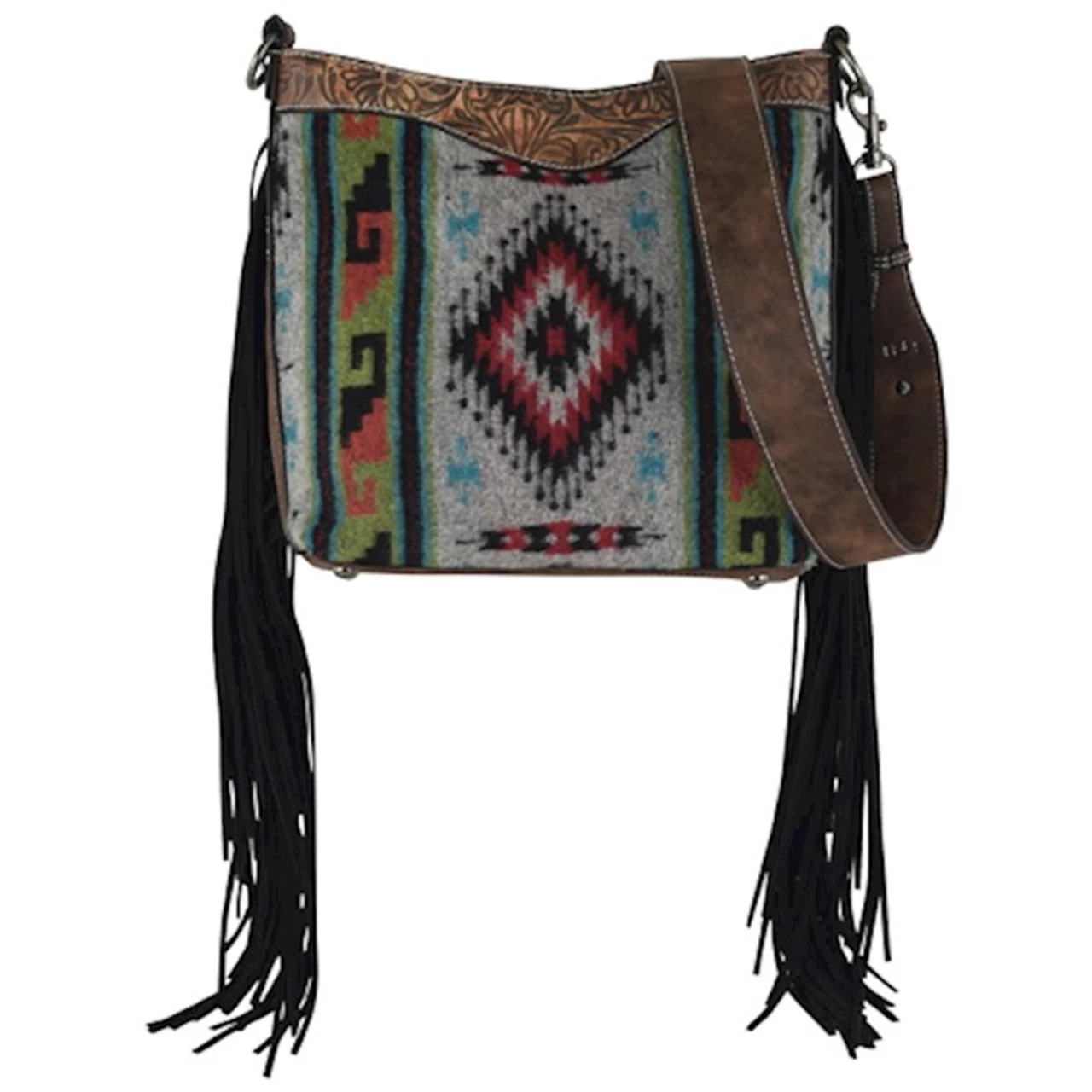 Justin Ladies Crossbody Southwestern Blanket With Tooling 3 Justin Ladies Crossbody Southwestern Blanket With Tooling