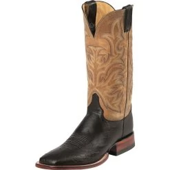 Justin Boots Men's Justin AQHA Remuda Series Black Smooth Ostrich Cowboy Boots