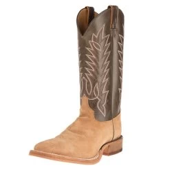 Justin Boot Company Men's Bent Rail Khaki Roughout Square Toe Cowboy Boot