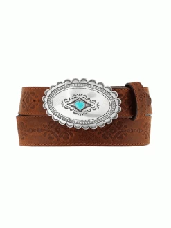 Justin Sale Shop 43 Justin C21369 Womens Navajo Heart Leather Belt Aged Bark