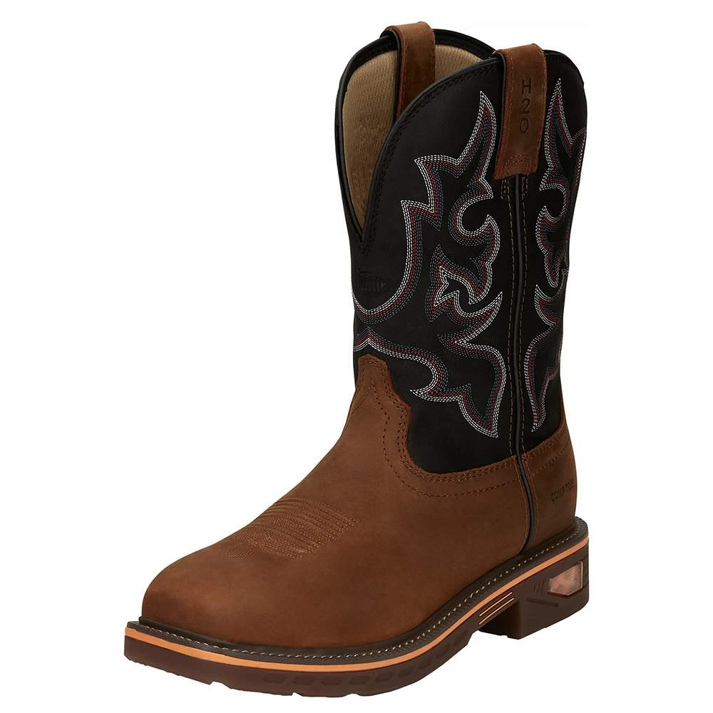 Justin Boots Men's Russett Resistor Caramel 13in. Black H20 Nano Comp Work Boot 4 Justin Boots Men's Russett Resistor Caramel 13in. Black H20 Nano Comp Work Boot - Image 2