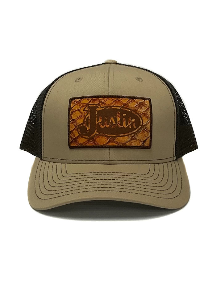 Justin JCBC804 Fish Patch Mesh Back Cap Khaki 4 Justin JCBC804 Fish Patch Mesh Back Cap Khaki - Image 2