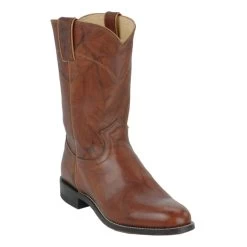Justin Men's Chestnut Marbled Deerlite Leather Roper Boots