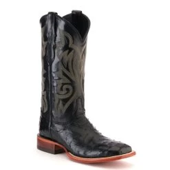 Justin Men's Black Full Quill Ostrich Wide Square Toe Western Boot - Cavender's Exclusive
