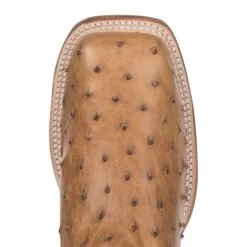 Justin Men's Pascoe Ivory And Antique Saddle Brown Full Quill Ostrich Wide Square Toe Exotic Cowboy Boots -Justin Sale Shop JUS08094 4