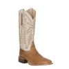 Justin Men's Pascoe Ivory And Antique Saddle Brown Smooth Ostrich Wide Square Toe Exotic Cowboy Boots -Justin Sale Shop JUS08294 1