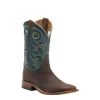 Justin Men's Bent Rail Austin Copper And Teal Wide Square Toe Cowboy Boots -Justin Sale Shop JUSBR738 1