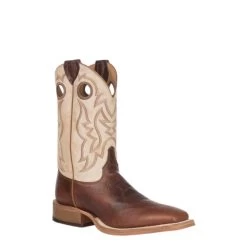 Justin Men's Bent Rail Performance Caddo Brown Cognac And Desert Bone Wide Square Toe Cowboy Boot