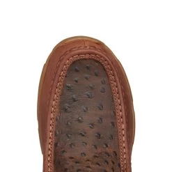 Justin Men's Cappie Brown And Ostrich Print Moc Toe Lace Up Work Shoe -Justin Sale Shop JUSE239 7