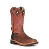 Justin Men's Stampede Dalhart Dark Brown And Orange Waterproof Wide Square Toe Work Boots