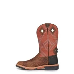 Justin Men's Stampede Dalhart Dark Brown And Orange Waterproof Wide Square Toe Work Boots -Justin Sale Shop JUSE4216 3