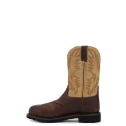 Justin Men's Stampede Superintendent Waxy Brown And Ivory Round Steel Toe Work Boot -Justin Sale Shop JUSE4661 3