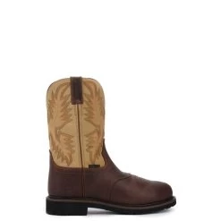 Justin Men's Stampede Superintendent Waxy Brown And Ivory Round Steel Toe Work Boot -Justin Sale Shop JUSE4661 5