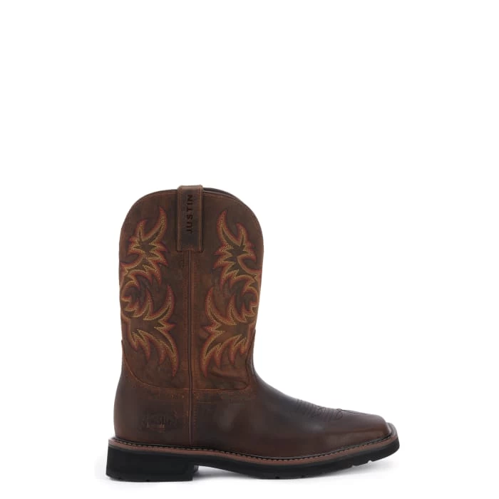 Justin Men's Stampede Driller Dark Brown Square Toe Work Boot 7 Justin Men's Stampede Driller Dark Brown Square Toe Work Boot - Image 5