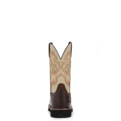 Justin Men's Stampede Driller Copper Brown And Ivory Square Toe Work Boot -Justin Sale Shop JUSE4683 4