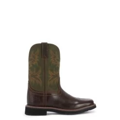 Justin Men's Stampede Driller Dark Brown And Green Square Toe Work Boot -Justin Sale Shop JUSE4687 5