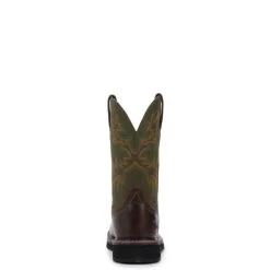Justin Men's Stampede Driller Brown And Green Square Steel Toe Work Boot -Justin Sale Shop JUSE4688 4