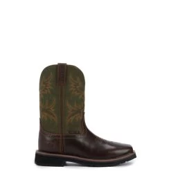 Justin Men's Stampede Driller Brown And Green Square Steel Toe Work Boot -Justin Sale Shop JUSE4688 5