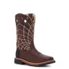 Justin Men's Hybred Derrickman Brown Ostrich Print And Burgundy Waterproof Square Composite Toe Work Boot -Justin Sale Shop JUSE4835 1