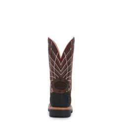 Justin Men's Hybred Derrickman Brown Ostrich Print And Burgundy Waterproof Square Composite Toe Work Boot -Justin Sale Shop JUSE4835 4