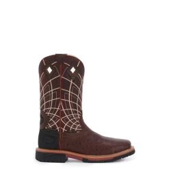 Justin Men's Hybred Derrickman Brown Ostrich Print And Burgundy Waterproof Square Composite Toe Work Boot -Justin Sale Shop JUSE4835 5