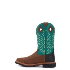 Justin Men's Hybred Derrickman Peanut Brown And Turquoise Waterproof Square Steel Toe Work Boot -Justin Sale Shop JUSE4972 3