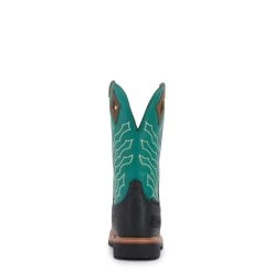 Justin Men's Hybred Derrickman Peanut Brown And Turquoise Waterproof Square Steel Toe Work Boot -Justin Sale Shop JUSE4972 4