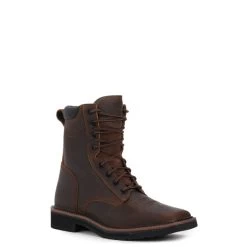 Justin Men's Stampede Pulley Rugged Brown Square Toe Lace Up Work Boot