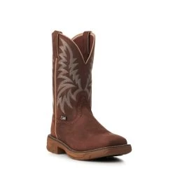 Justin Men's Rush Hickory Brown Wide Square Toe Cowboy Boots