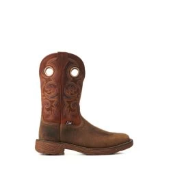 Justin Men's Rush Peanut Tan And Bronze Orange Wide Square Toe Cowboy Boots -Justin Sale Shop JUSE7402 5