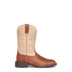 Justin Men's Stampede Canter Whiskey Brown And Tan Wide Square Toe Cowboy Boots -Justin Sale Shop JUSE7511 5